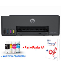 Imprimante HP 3en1 SMART TANK 581 COULEUR / WI-FI + 4 Bouteilles d'encre HP Incluses + 2x Rame papier A4 (RPV70 )