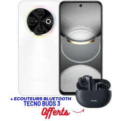 Smartphone Tecno SPARK 30C 4G / 6 Go / 128 Go / Blanc + Ecouteurs sans fil  TECNO BUDS 3 Offerts
