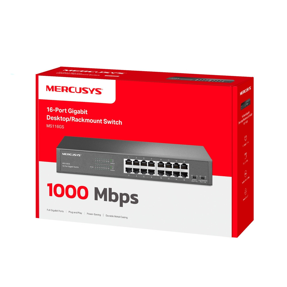 Switch de Bureau / rackable MERCUSYS MS116GS 16 Ports Gigabit 10/100/1000 Mbps