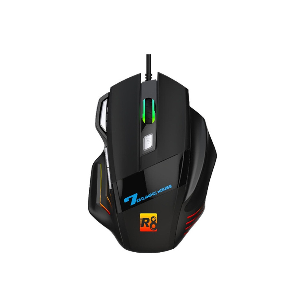 SOURIS 7D Gaming RGB LED Light R8 / jusqu'à 3 600 DPI / Noir
