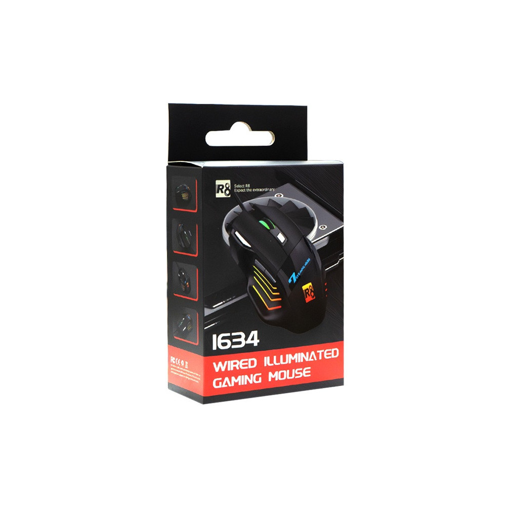 SOURIS 7D Gaming RGB LED Light R8 / jusqu'à 3 600 DPI / Noir