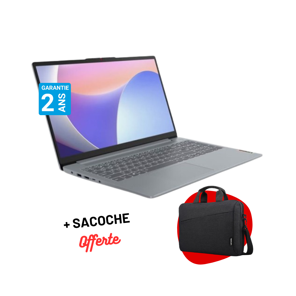 PC Portable Lenovo IdeaPad Slim 3 15AMN8 / Ryzen 3 7320U / 8 Go / 256 Go SSD / Gris / Windows 11 Avec Sacoche Lenovo