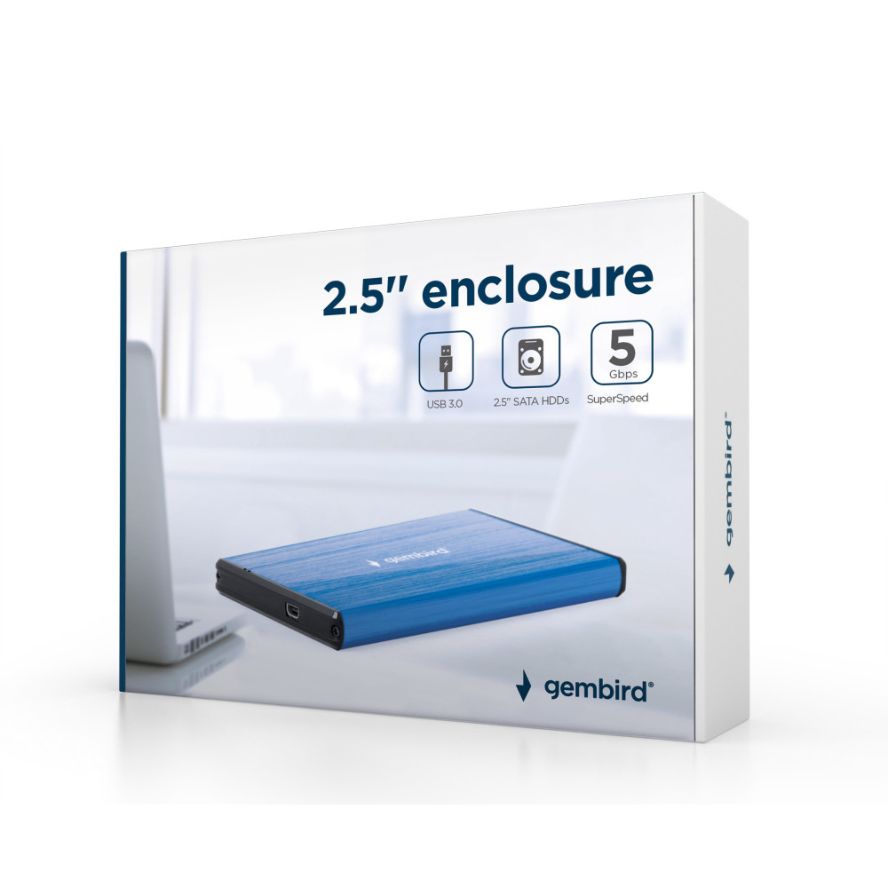 Boitier GEMBIRD pour disque dur 2.5" USB 3.0 / bleu