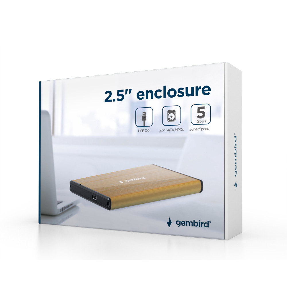 Boitier GEMBIRD pour disque dur 2.5" USB 3.0 / Gold
