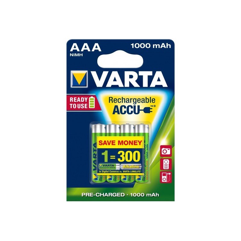 4x Piles AAA Varta Rechargeable Accu 1000 mAh