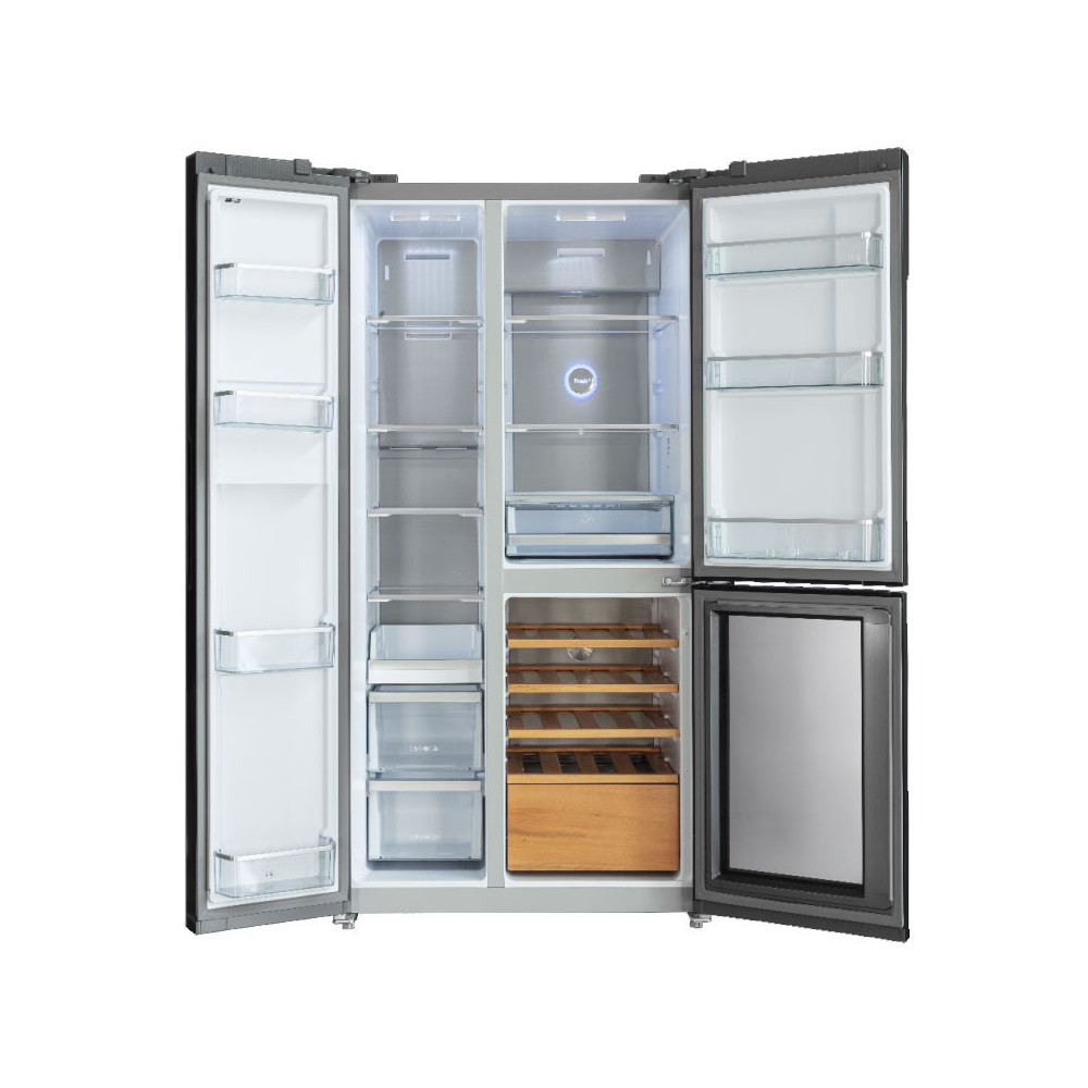 Réfrigérateur Hyundai No Frost INVERTER Side By Side 548 Litres / Verre Gris + Cave À Vin