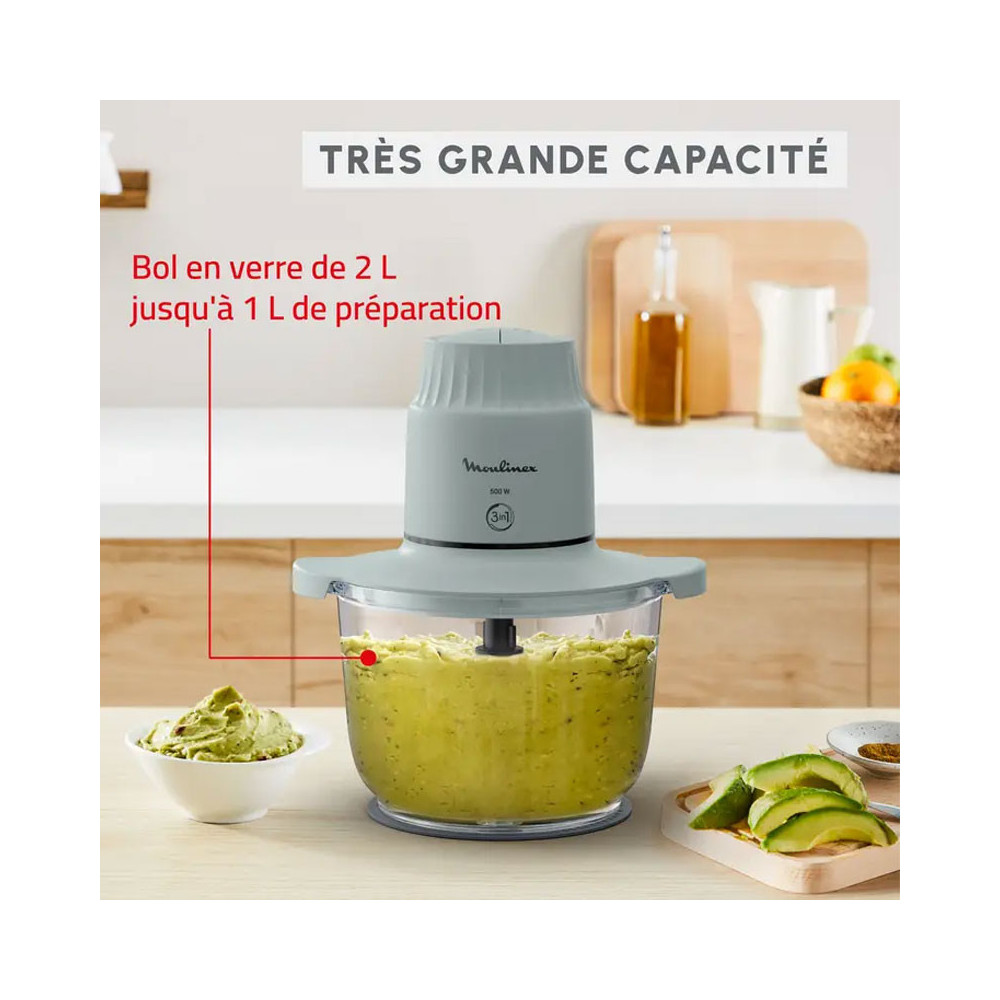 Mini Hachoir MOULINEX 2 Litres / 500W / Gris