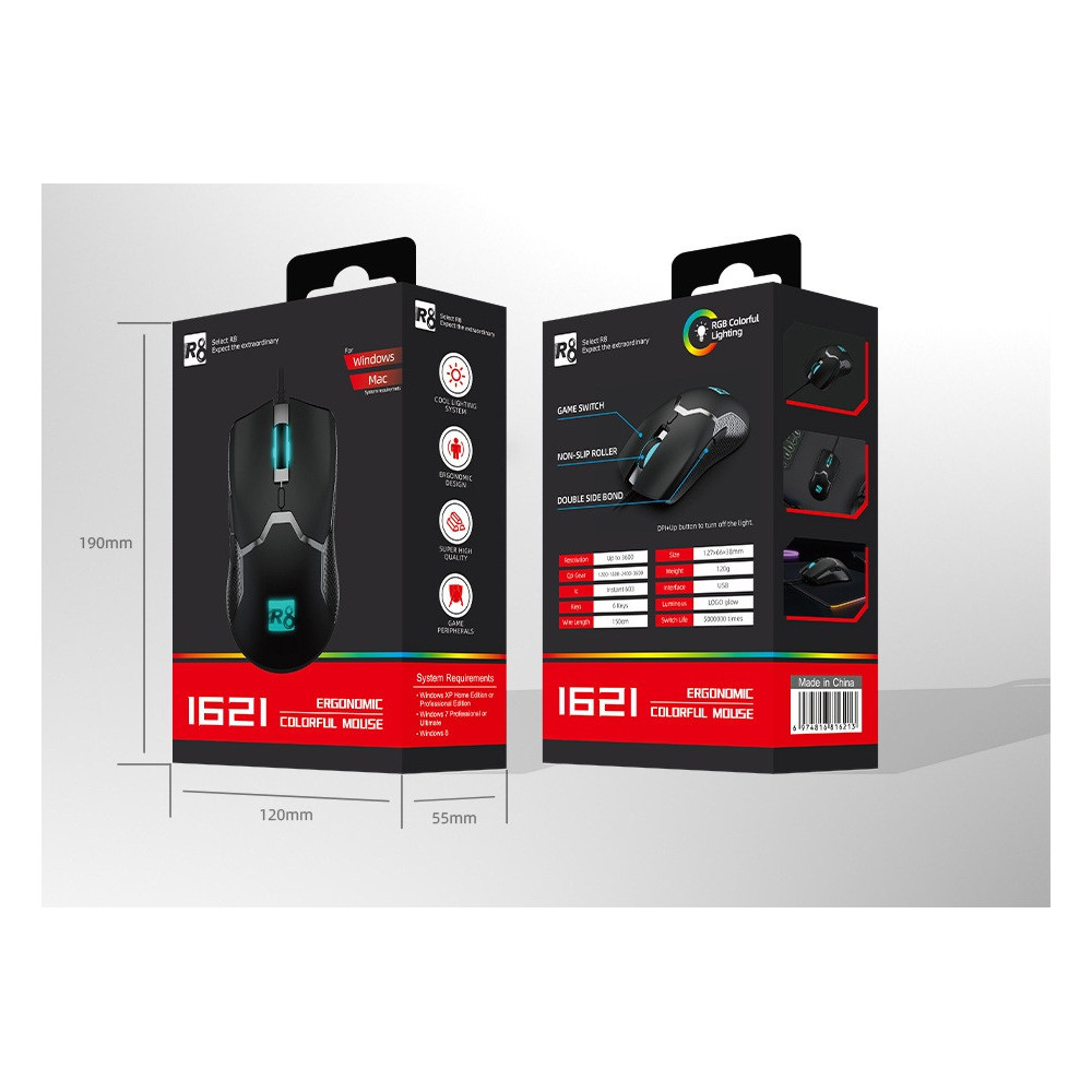 SOURIS 6D Gaming RGB LED Light - R8 - 1621 / BLACK