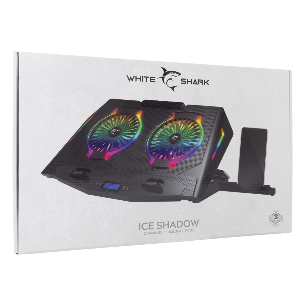 Refroidisseur  Pour PC Portable 17.3'' White Shark ICE SHADOW / RGB / Noir