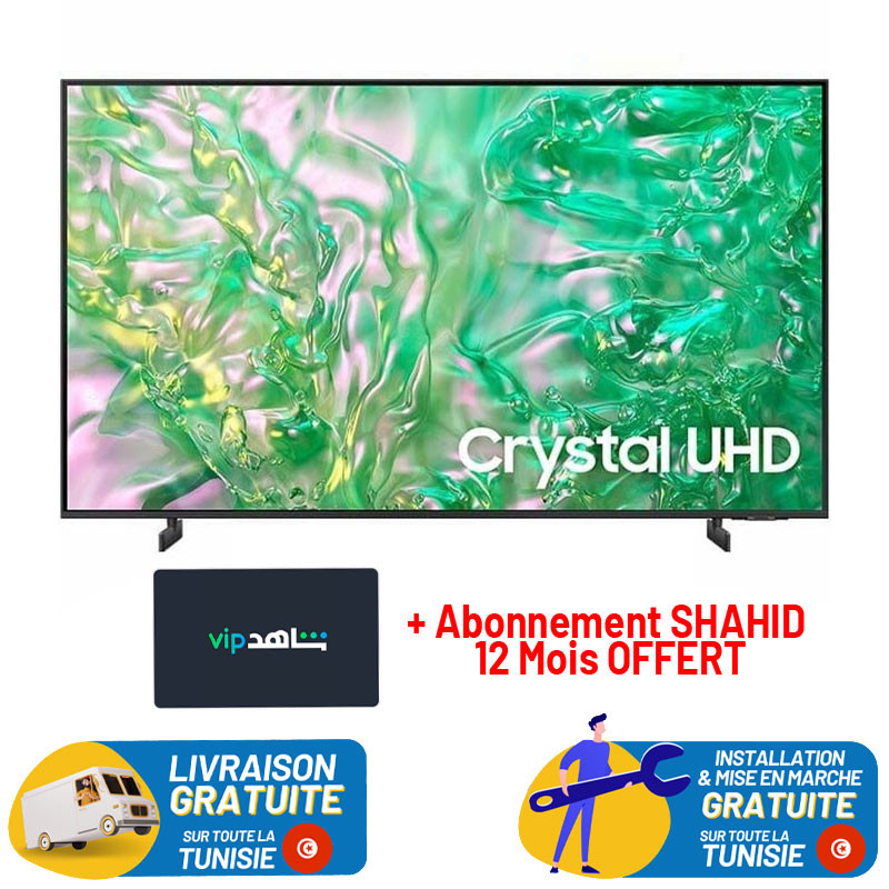 Tv Samsung 85" Crystal UHD 4K Smart TV DU8000 / 100 Hz / Noir + Abonnement SHAHID 12 Mois OFFERT