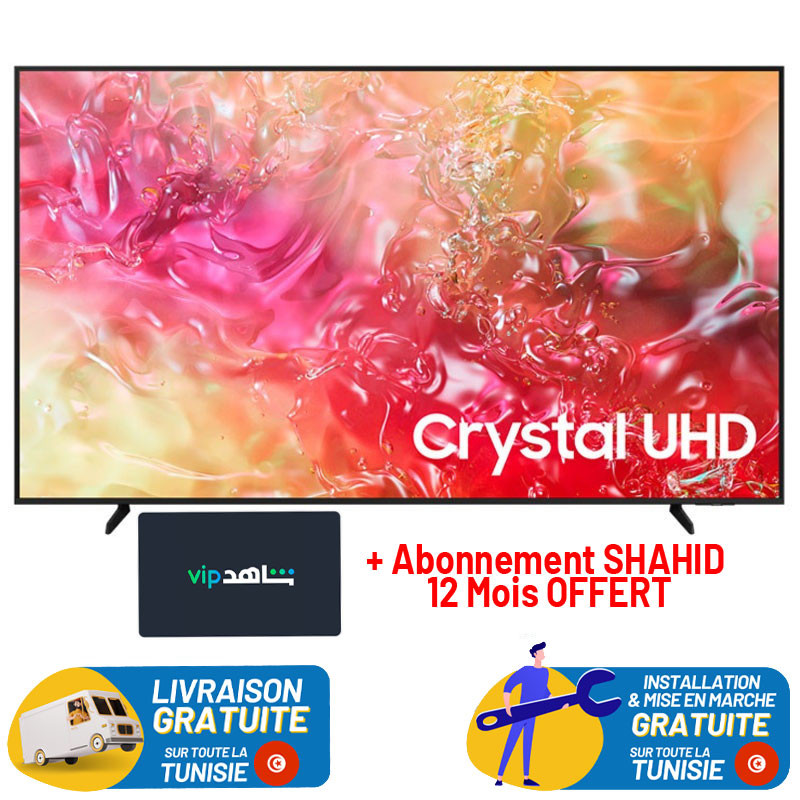 Tv Samsung 70" Crystal UHD 4K Smart TV DU7000 / Noir + Abonnement SHAHID 12 Mois OFFERT