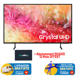 Téléviseur SAMSUNG 65" UHD 4K CRYSTAL DU7000 SMART TV avec Récepteur intégré + Abonnement SHAHID 12 Mois OFFERT