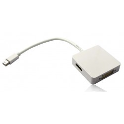 Adaptateur Mini DisplayPort Vers DVI-I Femelle, HDMI Femelle et DisplayPort Femelle