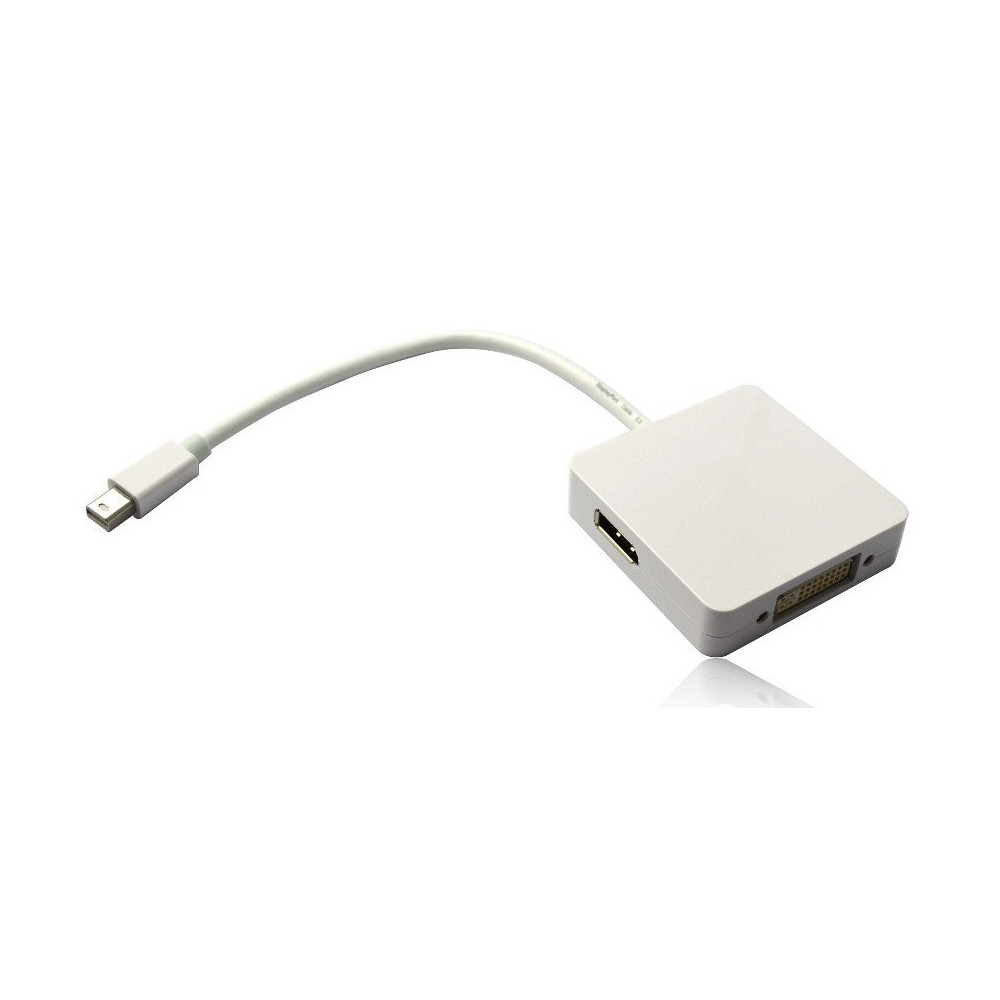 Adaptateur Mini DisplayPort Vers DVI-I Femelle, HDMI Femelle et DisplayPort Femelle