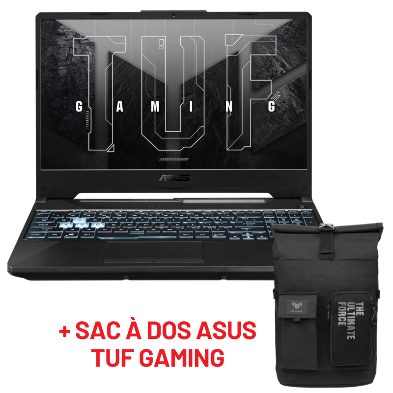 PC Portable ASUS TUF Gaming A15 FA506NCR / Ryzen 7 7435HS / RTX 3050 4G / 32 Go / 512 Go SSD / Windows 11 / Noir + Sac à dos ASUS TUF GAMING