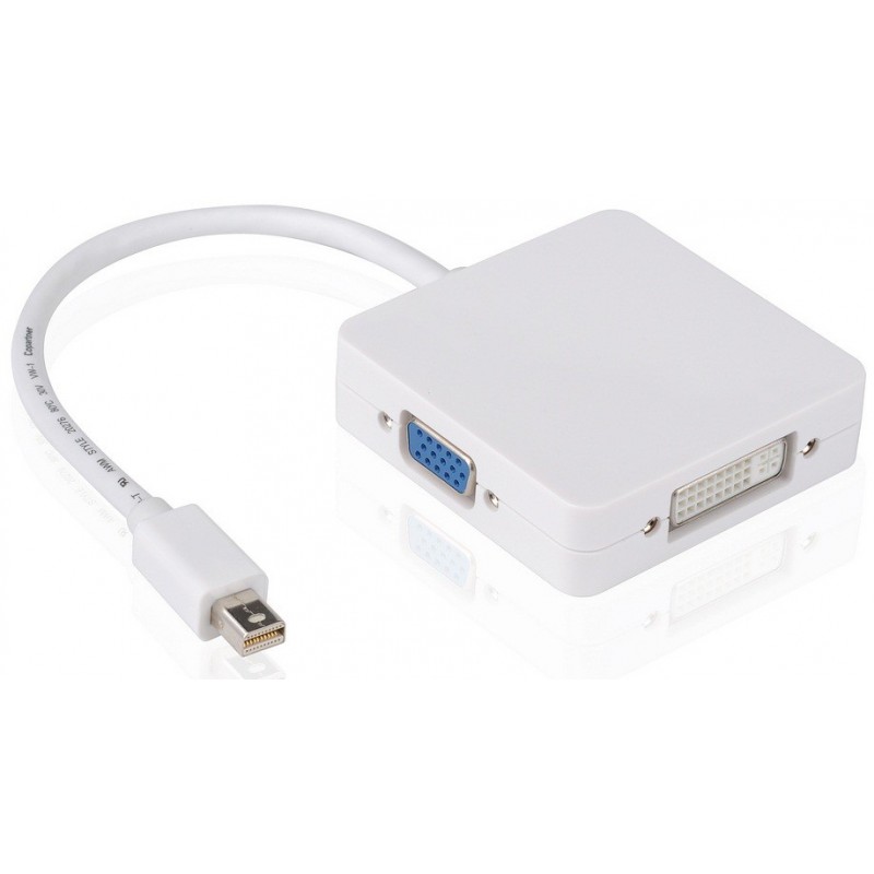 Adaptateur Mini DisplayPort Vers DVI-I Femelle, HDMI Femelle et DisplayPort Femelle