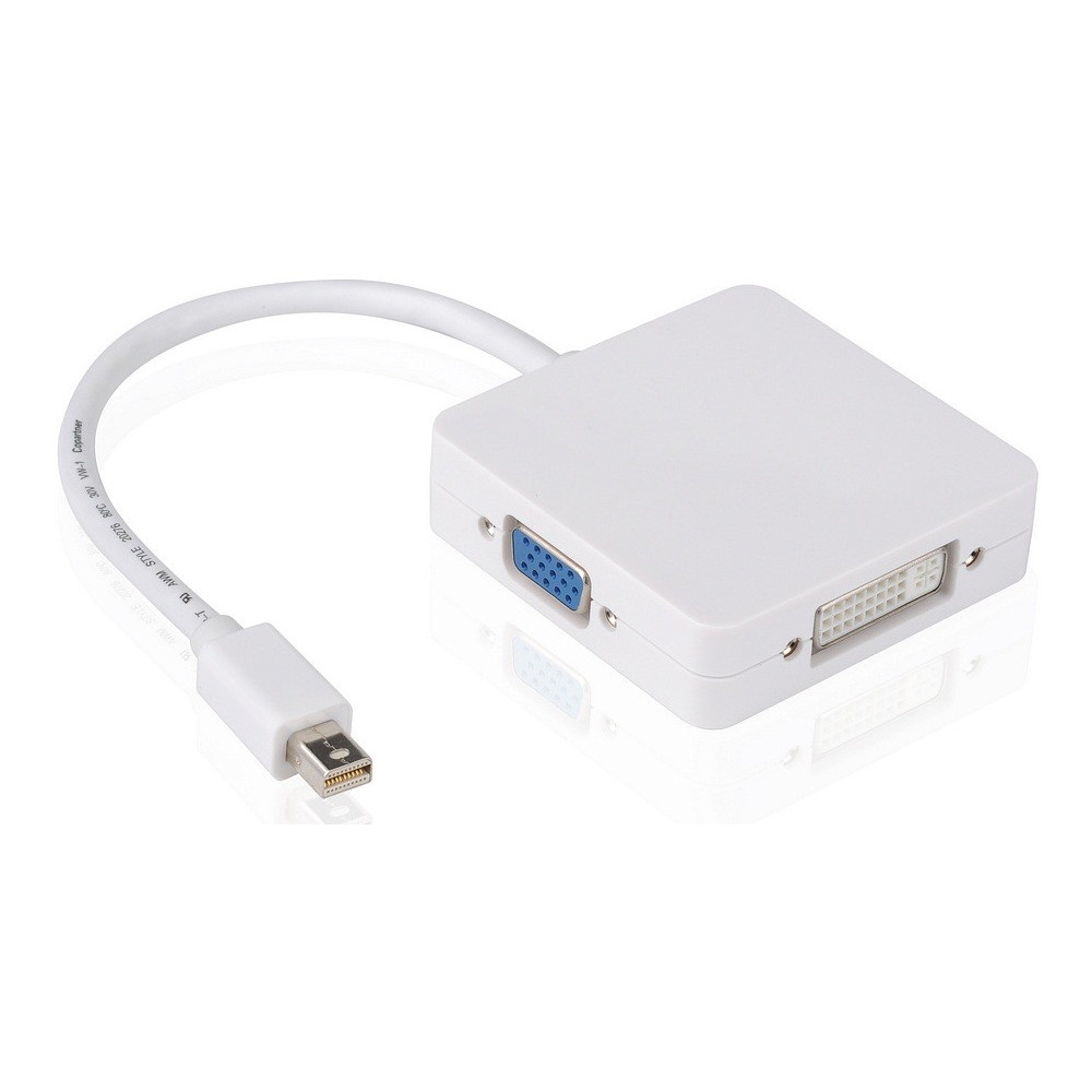 Adaptateur Mini DisplayPort Vers DVI-I Femelle, HDMI Femelle et DisplayPort Femelle