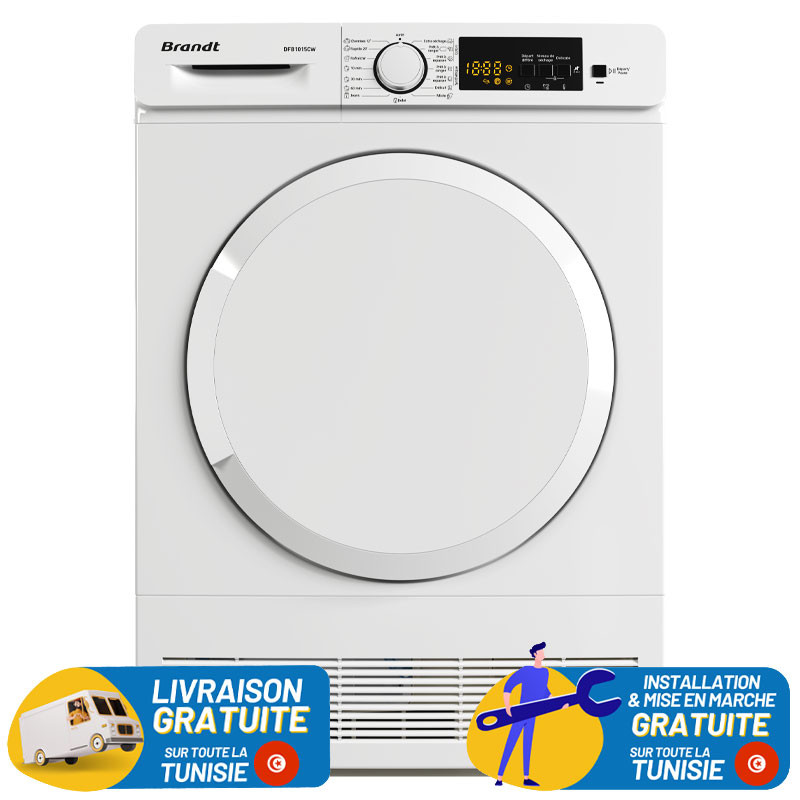 SECHE LINGE BRANDT 10 KG  Frontale BLANC / DFB1015CW