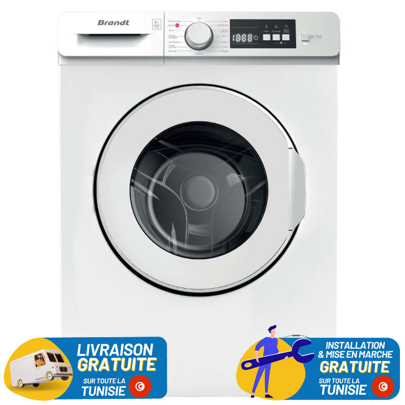 Lave linge Brandt BLF842W 8KG / 1400 Tr/min / Silver