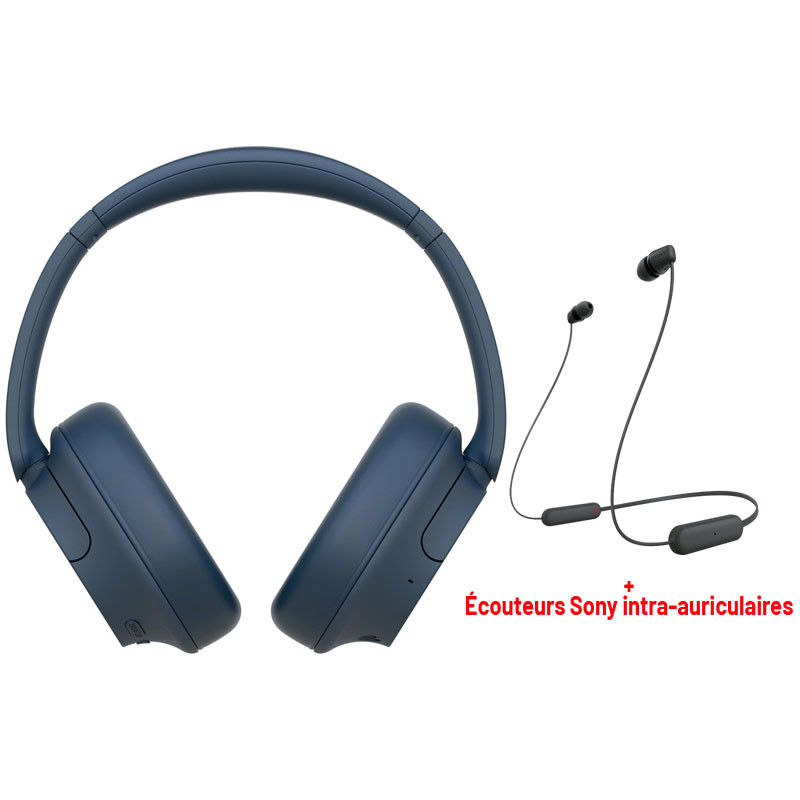 Casque sans fil Sony WH-CH720N - Bleu + Écouteurs Sony intra-auriculaires
