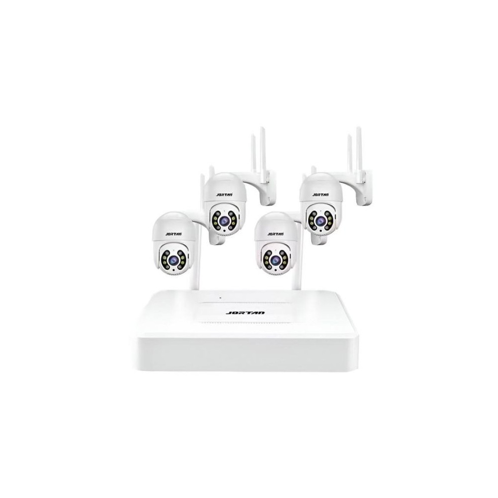 Kit de Surveillance JORTAN NVR + 4 Caméras Externes 2MP / WiFi / IP66 / Blanc