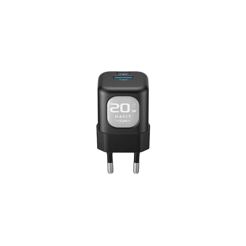 TETE CHARGEUR HAVIT GAN FAST CHARGER HV-UC220 DUAL USB-C 20W+USB-A18W