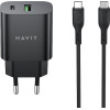 CHARGEUR SECTEUR DUAL USB-C PD20W + CABLE TYPE-C HAVIT PD60W