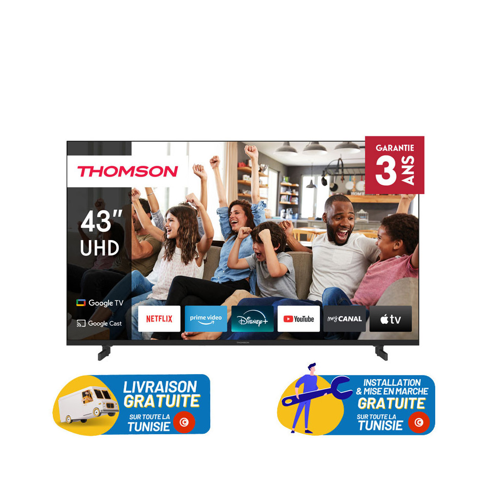 TV Thomson 43" UHD  Google TV Side Feet / 43UG4S14
