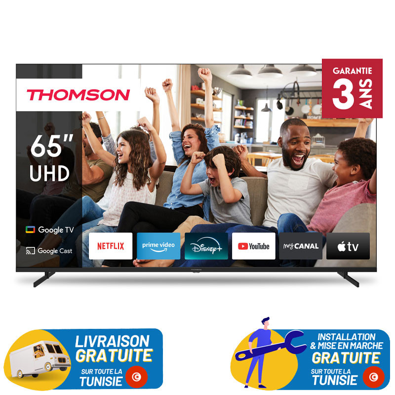 TV Thomson 65" 4K UHD Google TV avec Récepteur Intégré