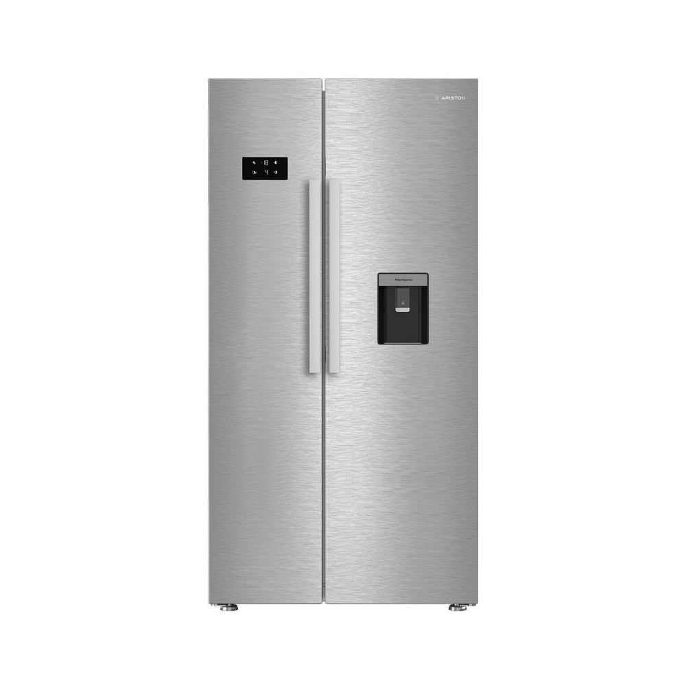 RÉFRIGÉRATEUR ARISTON No Frost  SIDE BY SIDE 630 Litres / inox avec Afficheur et Distributeur d'eau