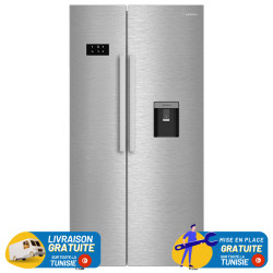 RÉFRIGÉRATEUR ARISTON No Frost  SIDE BY SIDE 630 Litres / inox avec Afficheur et Distributeur d'eau