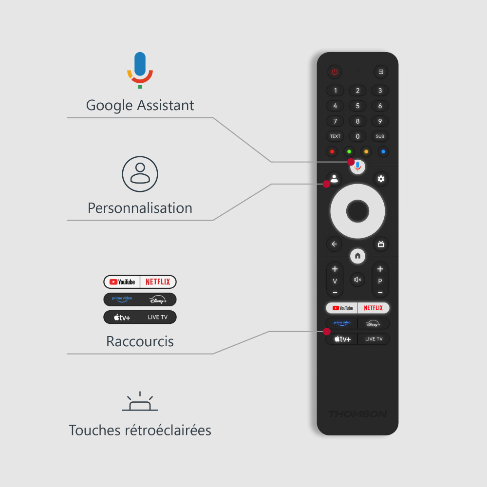 TV Thomson (50QG4S14) 50" QLED Side Feet - Google TV | Thomson Tunisie
