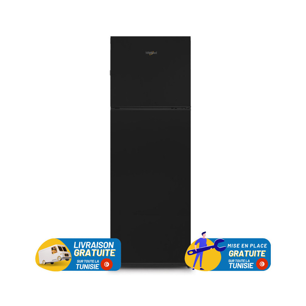 REFRIGERATEUR WHIRLPOOL DUAL NOFROST Double Portes 314 Litres / Noir