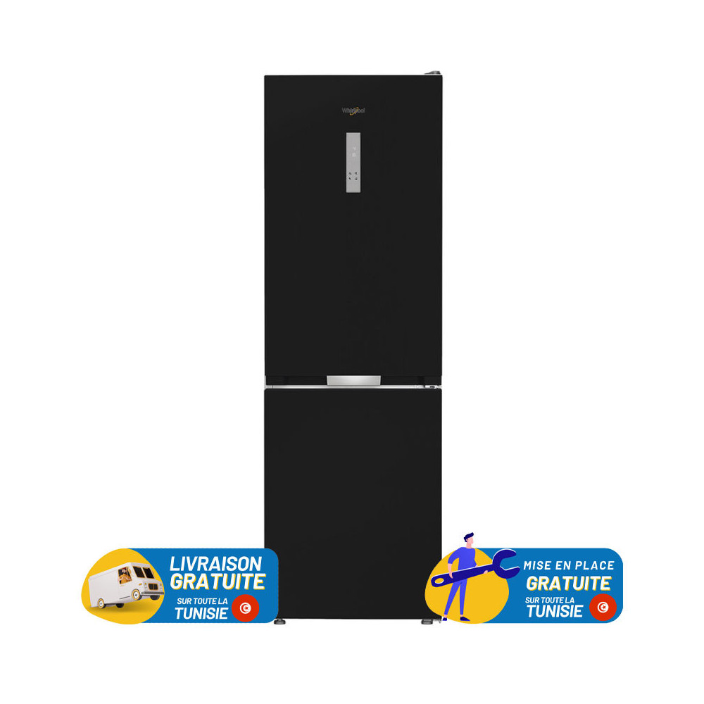 REFRIGERATEUR WHIRLPOOL NOFROST Combiné 316 Litres / Noir avec Afficheur
