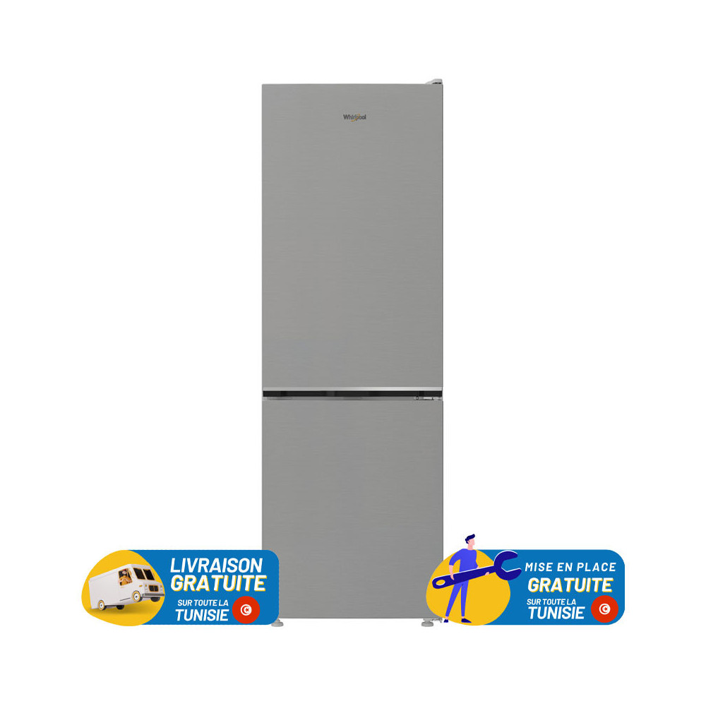 REFRIGERATEUR WHIRLPOOL NOFROST Combiné 301 Litres / inox