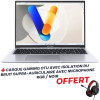 Pc Portable ASUS Vivobook 16 X1605VA / i7-13620H / 16 Go / 512 Go SSD / Windows 11 / Silver Avec Casque de Jeu OTU avec Isolation du Bruit supra-auriculaire avec Microphone / RGB / Noir Offert