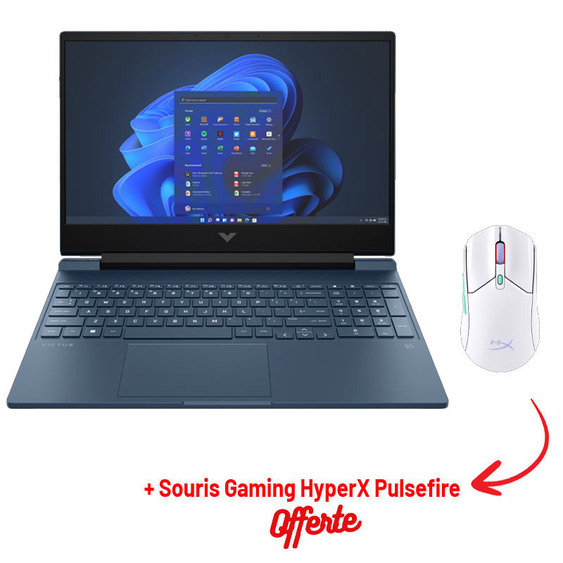 Portable Gaming HP Victus Gaming 15-fa2000nk / i7-13620H / RTX 2050 4G / 24 Go / 512 Go SSD / Windows 11 / Argent + Souris Gaming HyperX OFFERTE