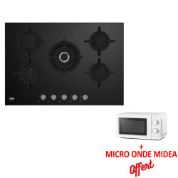 Plaque de cuisson encastrable Beko HILW 75222 S / 5 Feux / 75  cm / Noir