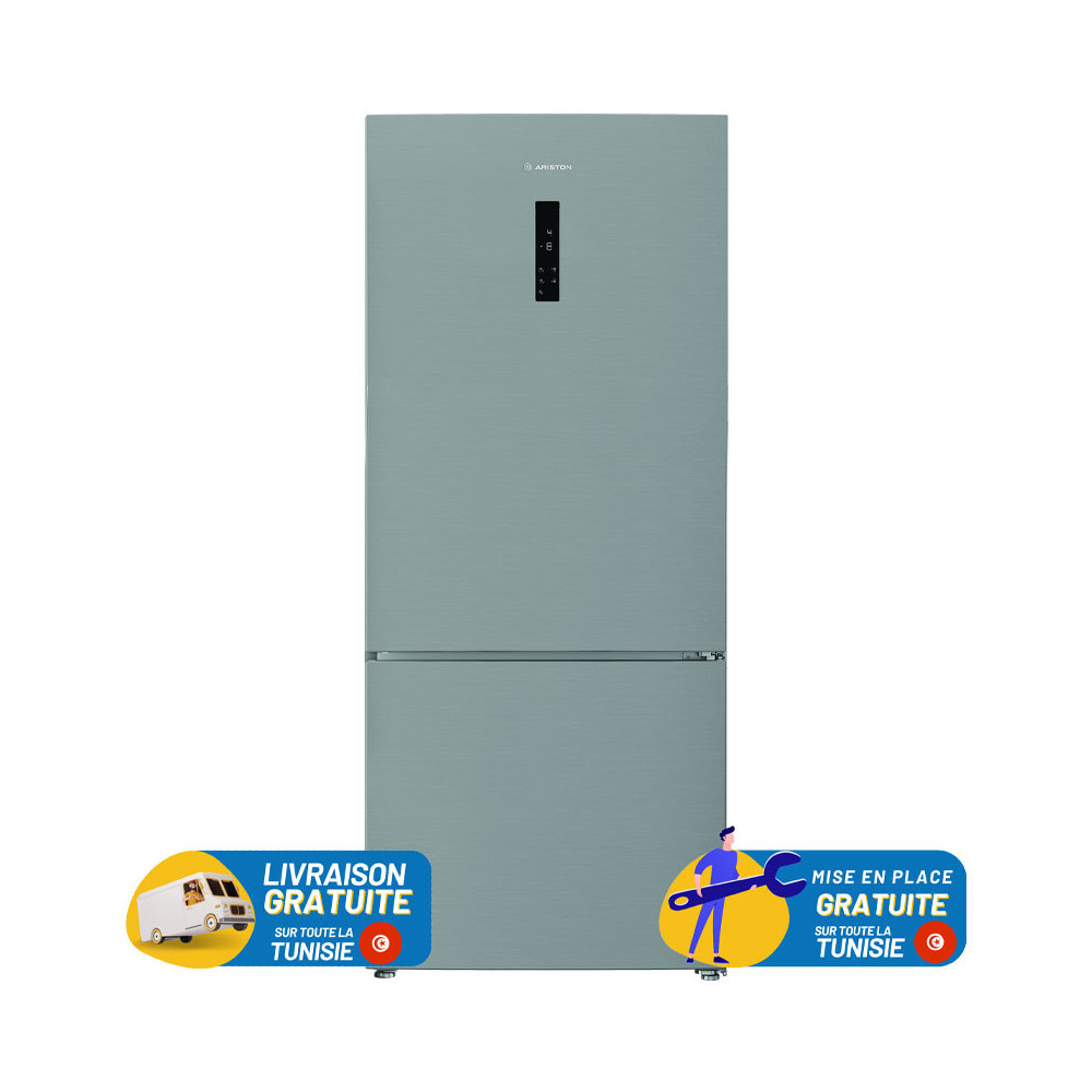 RÉFRIGÉRATEUR ARISTON NO FROST Combiné 617 Litres / New Silver avec Afficheur