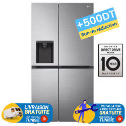 Réfrigérateur LG No Frost SIDE BY SIDE INVERTER 617 Litres / Silver + 500dt Bon de Réduction