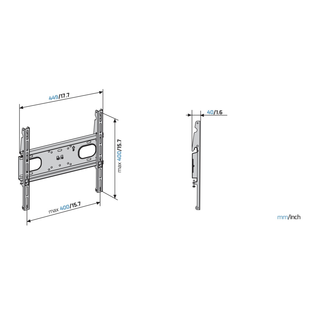 Support TV inclinable et orientable Meliconi 32" à 88" pour mur en plaque