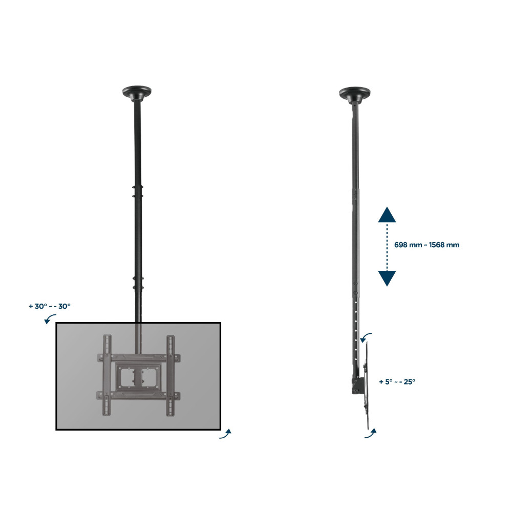 Support de plafond GEMBIRD pour téléviseur à mouvement complet 32" - 70"