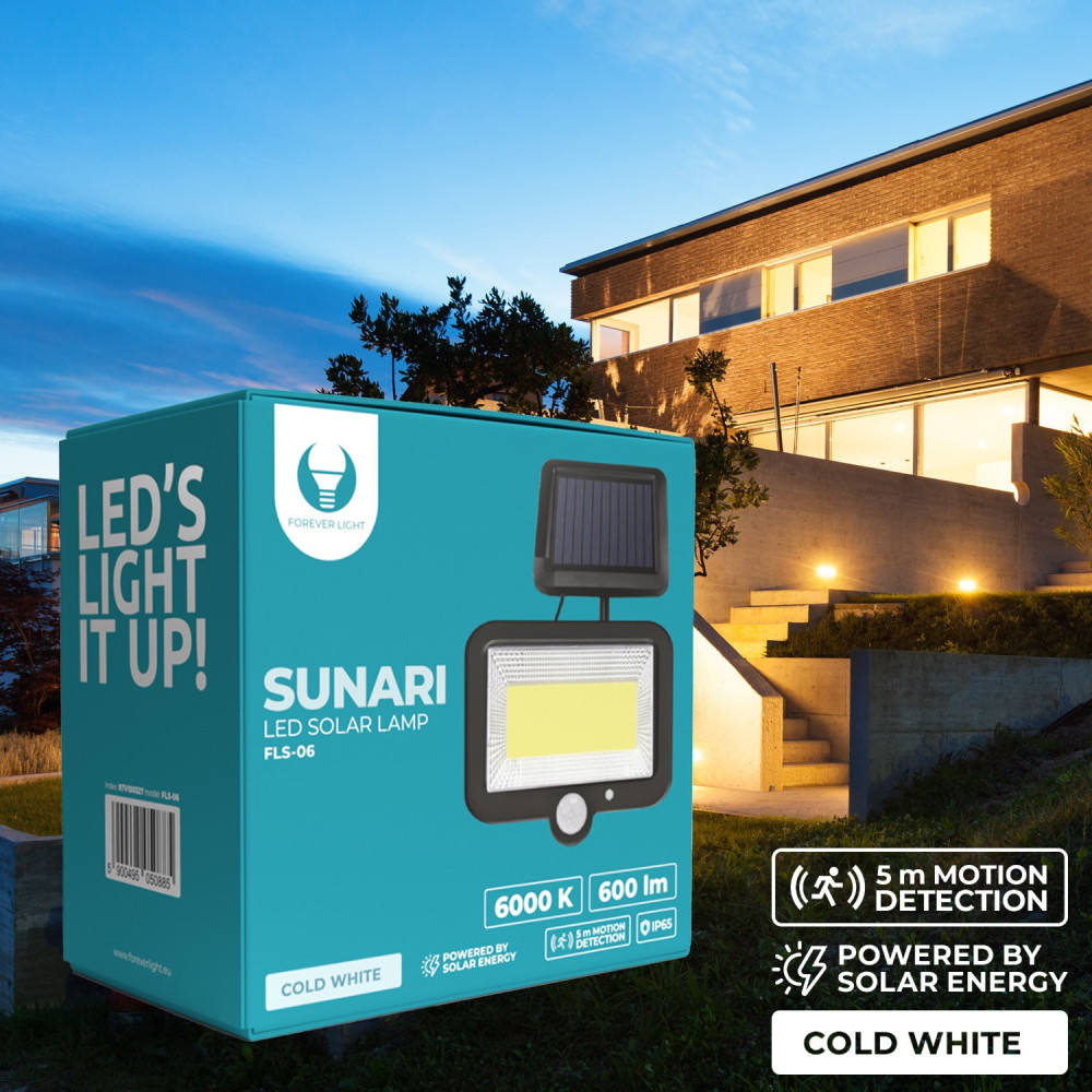 Lampe solaire LED Forever Light SUNARI FLS-06 COB PIR 8W 600lm 6000K