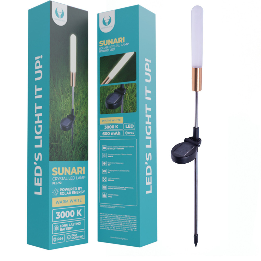 Lampe solaire LED Forever Light SUNAR FLS-72 Lampe en cristal ronde