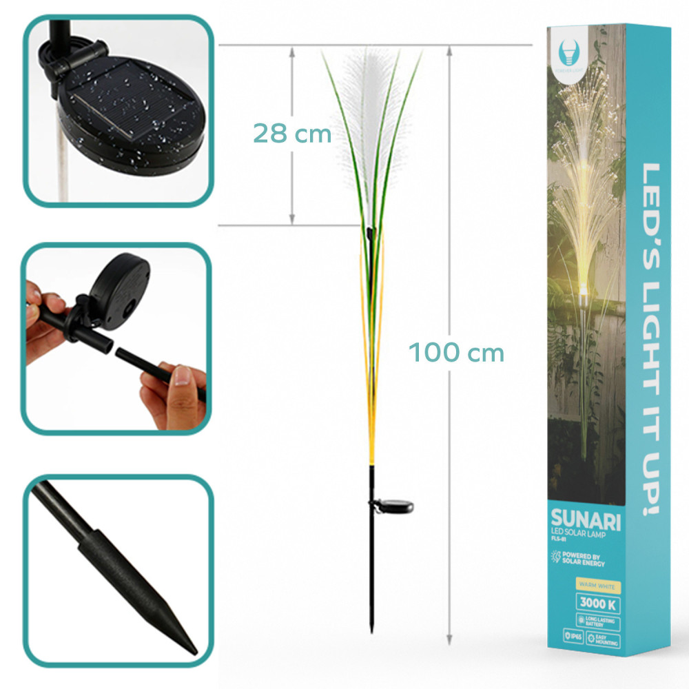 Lampe solaire LED SUNARI herbe FLS-81 3000K 300mAh Li-Ion Forever Light