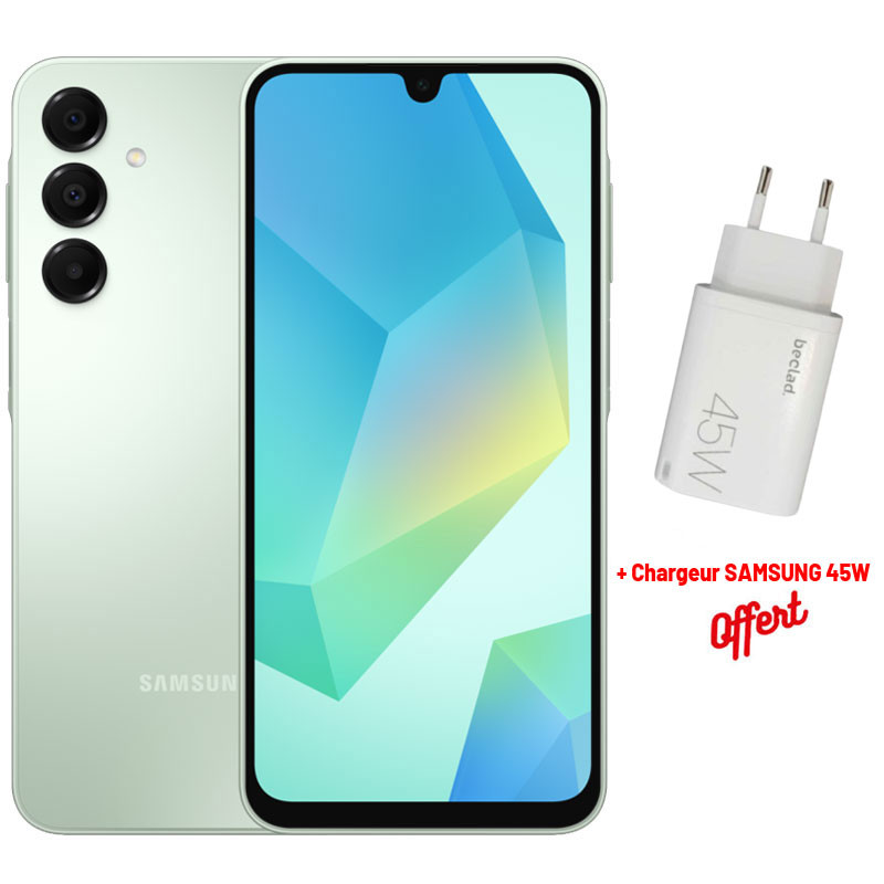 Smartphone Samsung Galaxy A16/ 8 Go /128 Go / VERT + Chargeur SAMSUNG 45W OFFERT Smartphone Samsung Galaxy A16/ 8 Go /128 Go / VERT + Chargeur SAMSUNG 45W OFFERT
