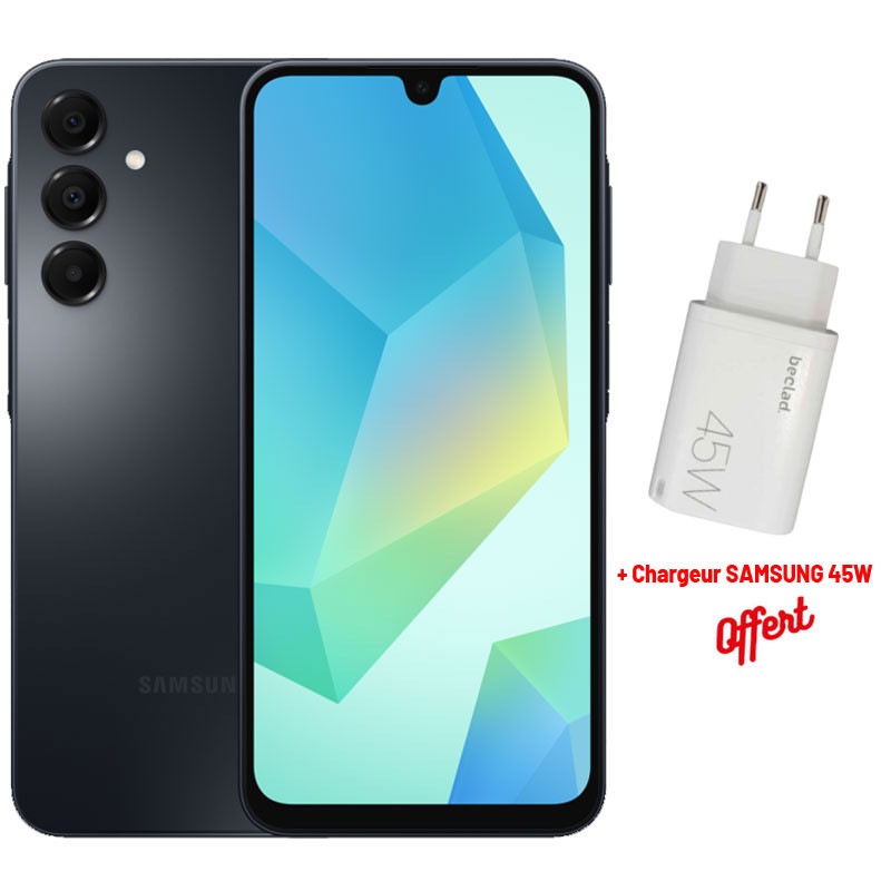 Smartphone Samsung Galaxy A16/ 8 Go /128 Go / Noir + Chargeur SAMSUNG 45W OFFERT