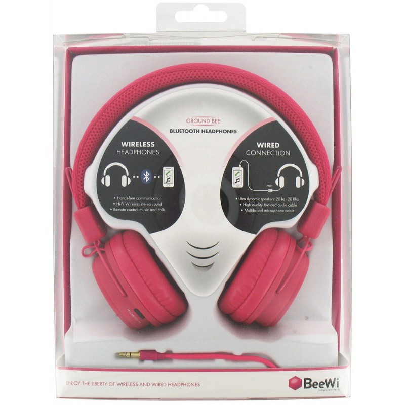 Casque Bluetooth BeeWi Rouge + Câble