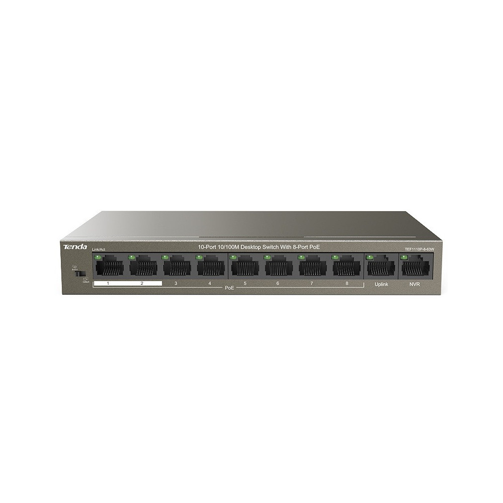 Switch TENDA 10 Ports 10/100 AVEC 8 PORTS POE1 RJ45 10/100