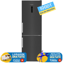525 RÉFRIGÉRATEUR ARISTON COMBINE 316 Litres No Frost / INOX / avec afficheur + 100 DT Bon De Réduction